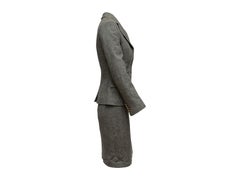 Dolce & Gabbana Grey Herringbone Skirt Suit