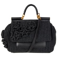 DOLCE & GABBANA gris KNIT MISS SICILY MEDIUM Sac à bandoulière