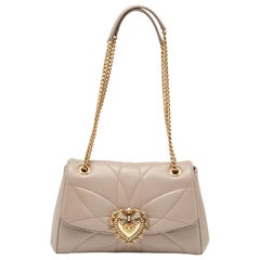 Dolce 
Gabbana Grey Leather Large Devotion Shoulder Bag