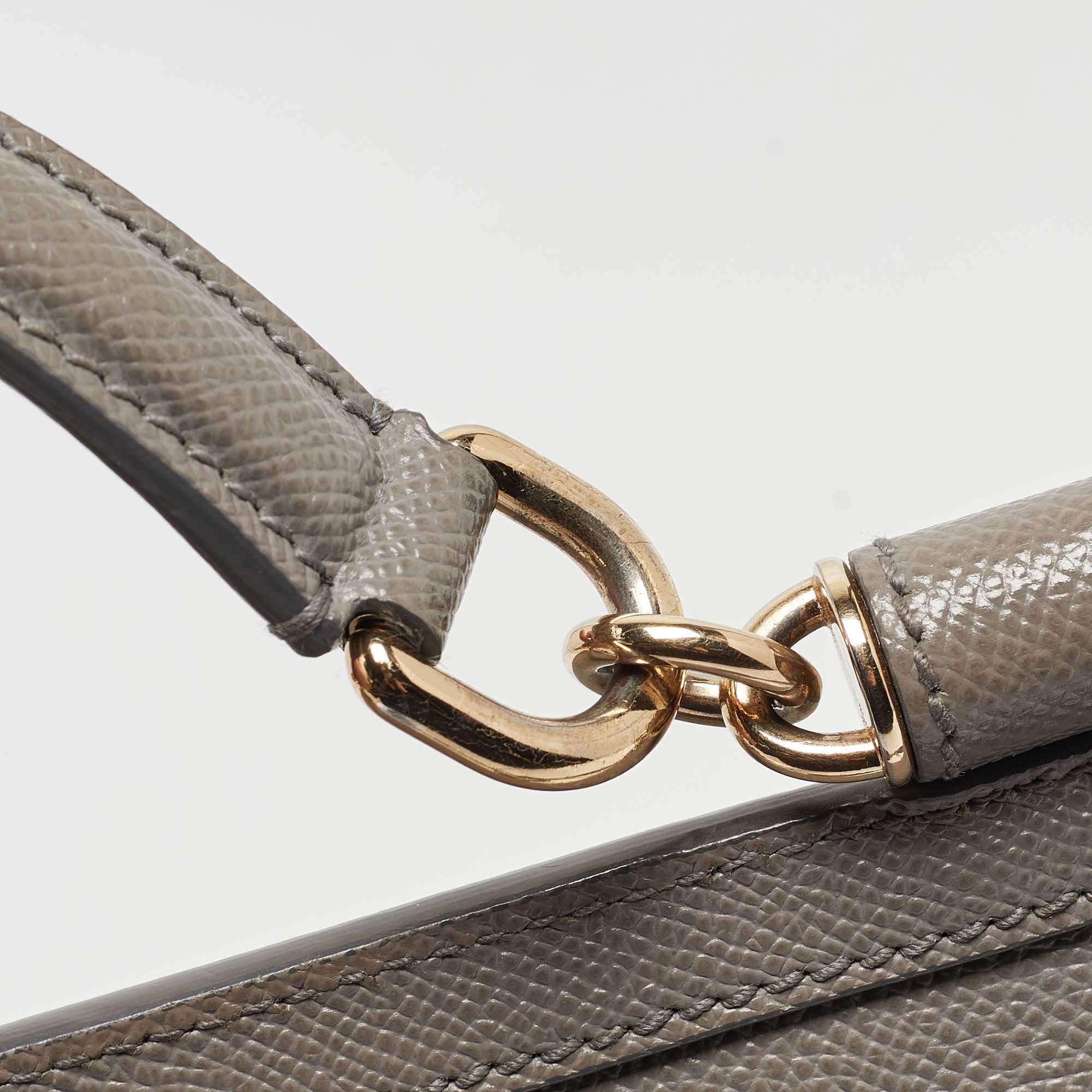 Dolce & Gabbana Grey Leather Medium Miss Sicily Top Handle Bag 12