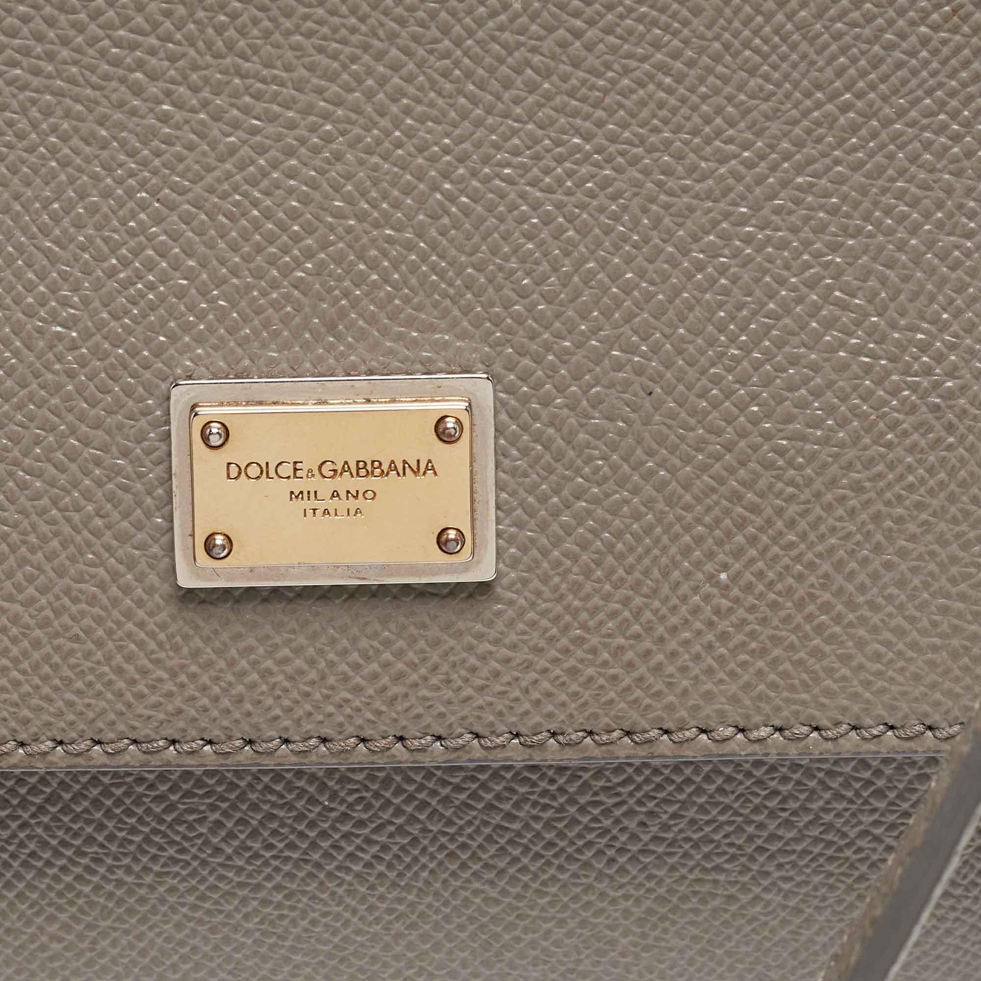 Dolce & Gabbana Grey Leather Medium Miss Sicily Top Handle Bag 14