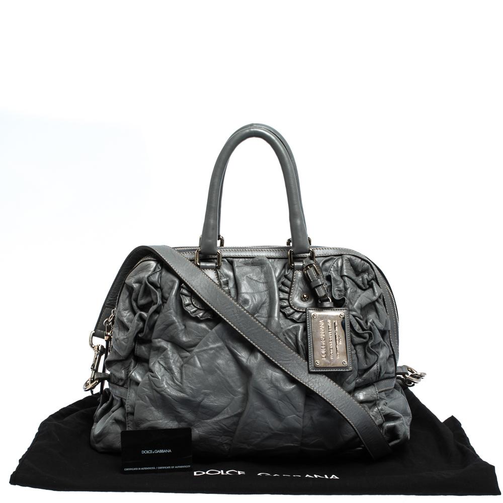 Dolce & Gabbana Grey Leather Miss Rouche Satchel 8