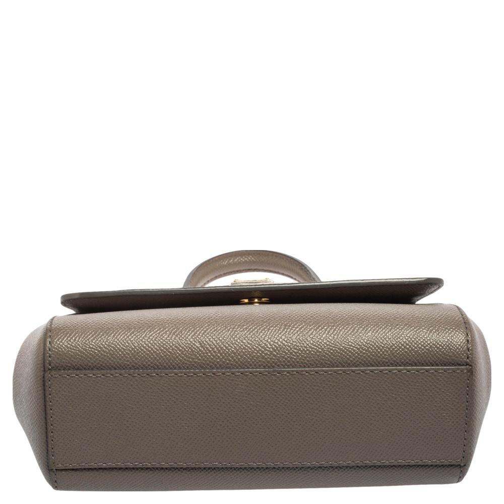 Dolce & Gabbana Grey Leather Miss Sicily Top Handle Bag 6