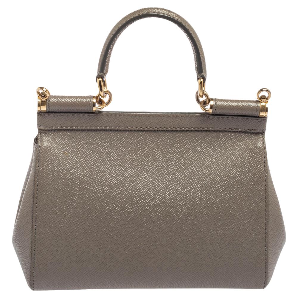 Dolce & Gabbana Grey Leather Miss Sicily Top Handle Bag 3