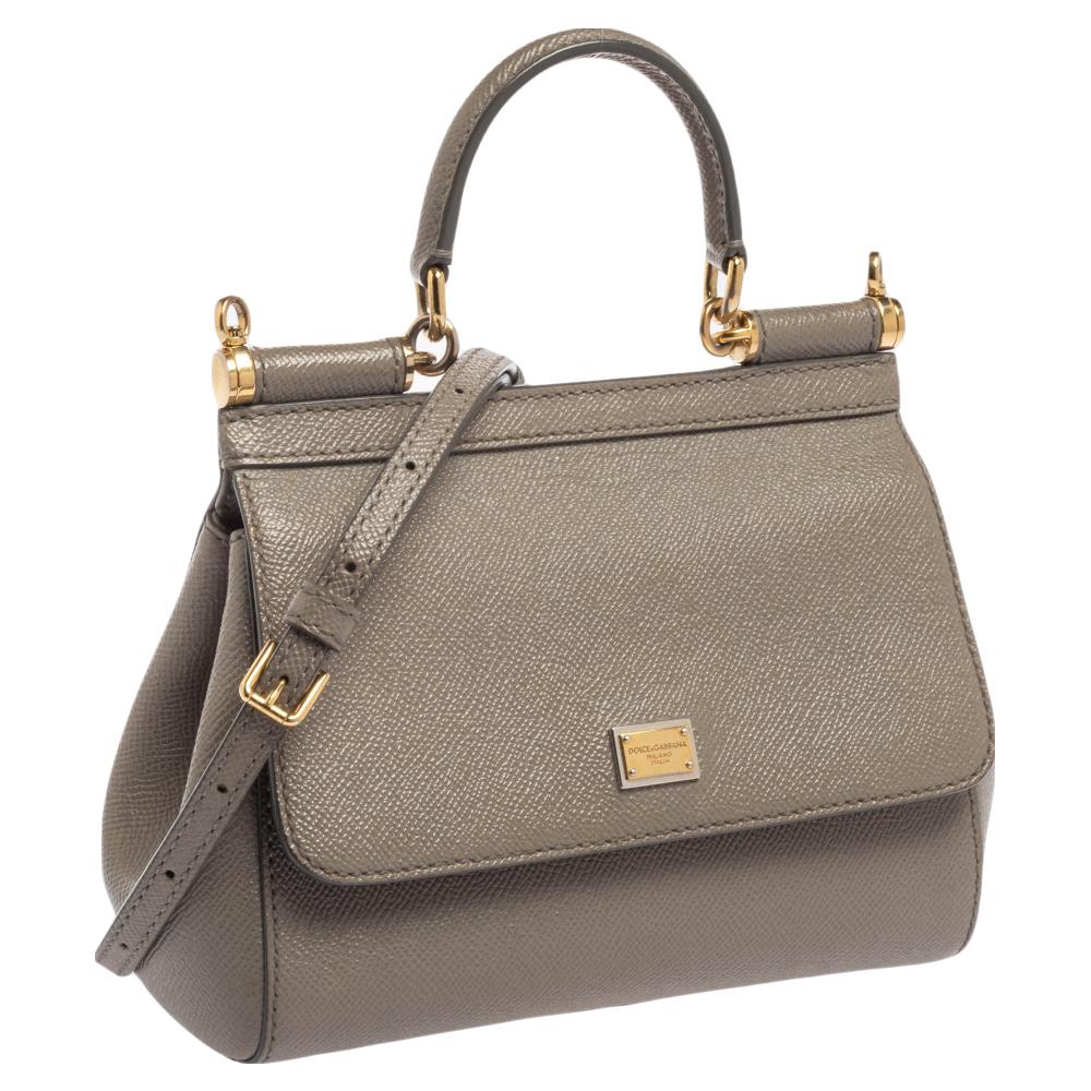Dolce & Gabbana Grey Leather Miss Sicily Top Handle Bag 4