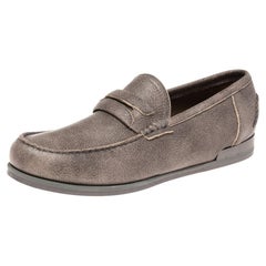 Dolce& Gabbana Grey Leather Slip On Loafers Size 41.5