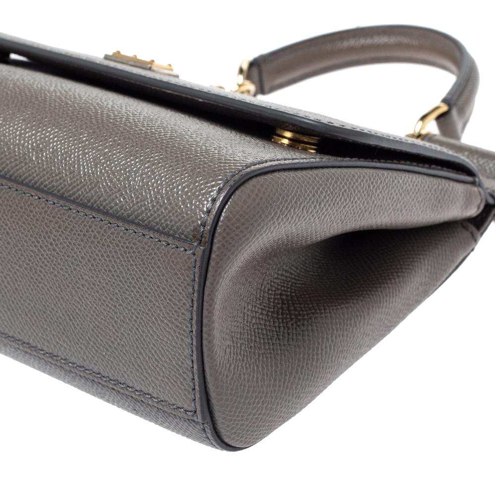 Dolce & Gabbana Grey Leather Small Sicily Top Handle Bag 5