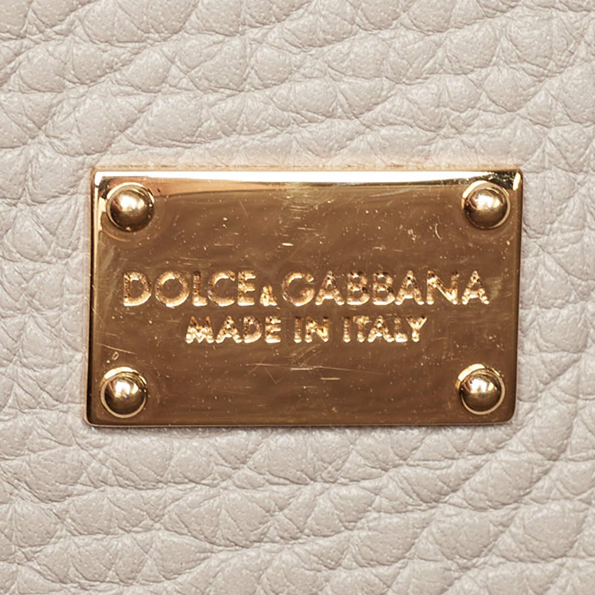 Dolce & Gabbana Grey Leather Top Handle Bag For Sale 2