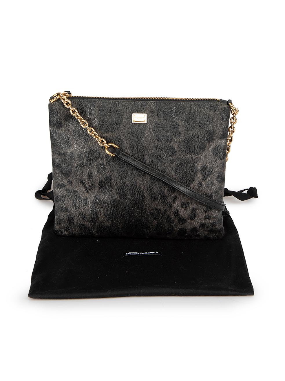 Dolce & Gabbana Grey Leopard Print Crossbody Bag For Sale 3