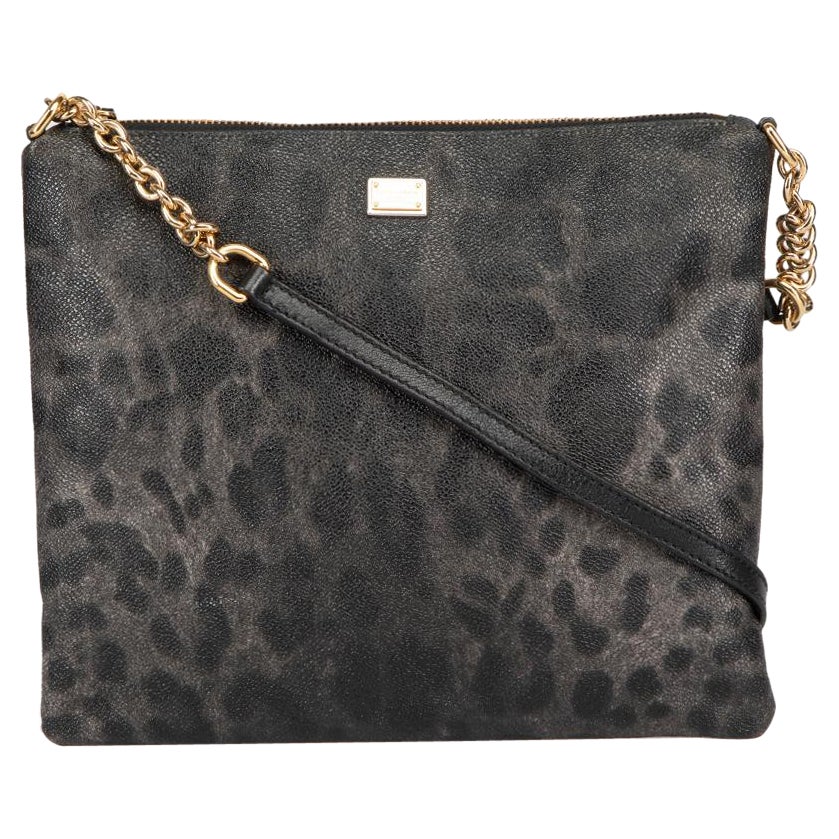 Dolce & Gabbana Grey Leopard Print Crossbody Bag