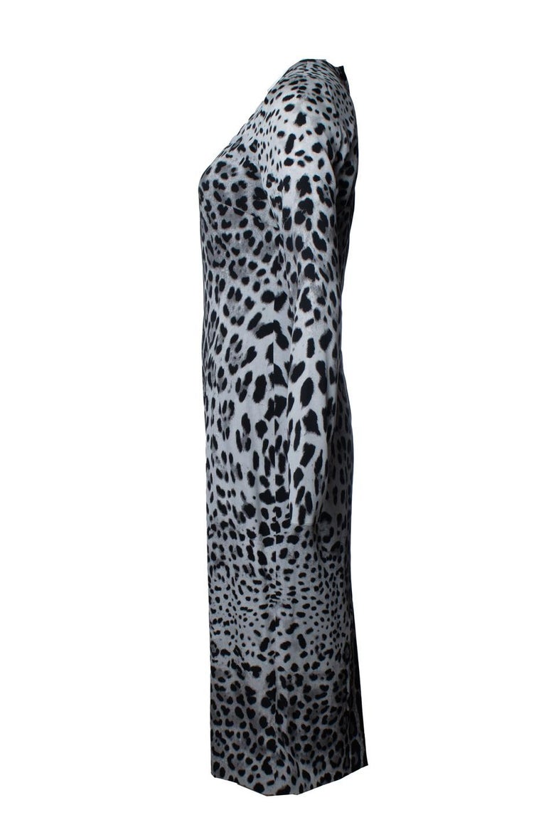 Dolce and Gabbana, grey leopard printed maxi dress For Sale at 1stDibs