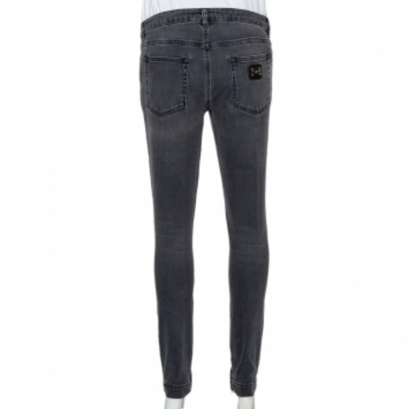 Dolce & Gabbana Grau Hell gewaschene, Slim Fit Jeans M (Schwarz) im Angebot