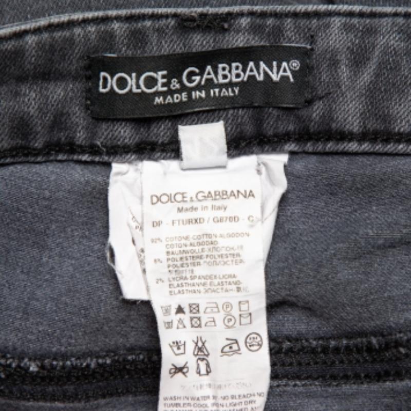 Dolce & Gabbana Grau Hell gewaschene, Slim Fit Jeans M Damen im Angebot