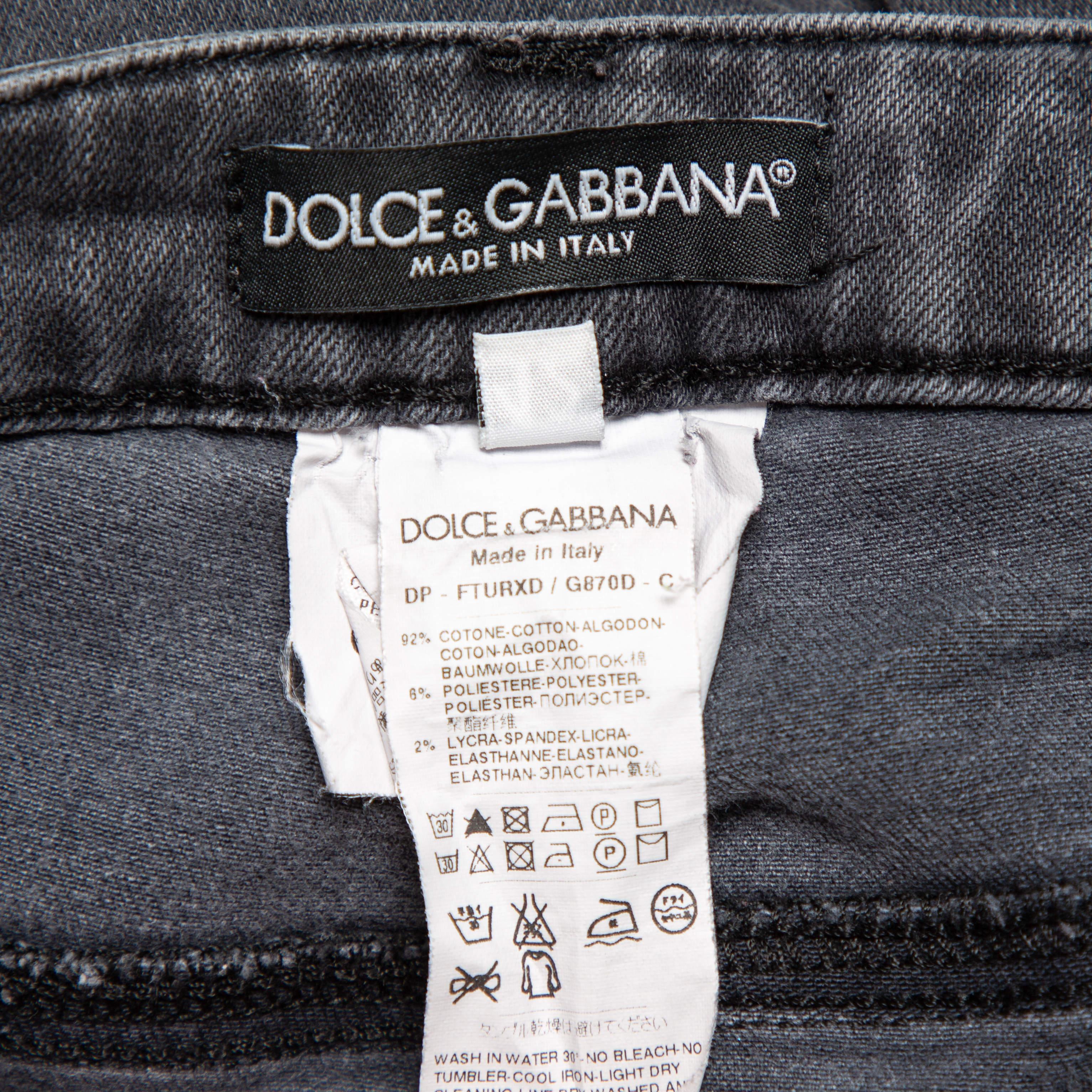 Dolce & Gabbana Grey Light Washed Slim Fit Jeans M For Sale 1