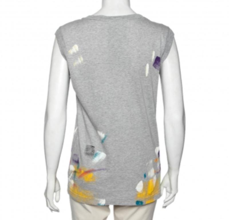 Gris Dolce & Gabbana Grey Limited Edition Hand Painted Top M en vente