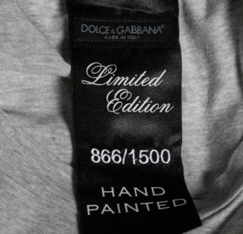 Dolce & Gabbana Grey Limited Edition Hand Painted Top M en vente 4