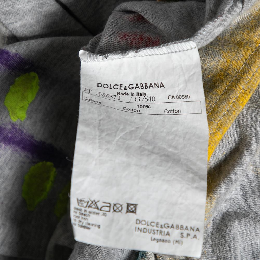 Dolce & Gabbana Grey Limited Edition Hand Painted Top M For Sale 2