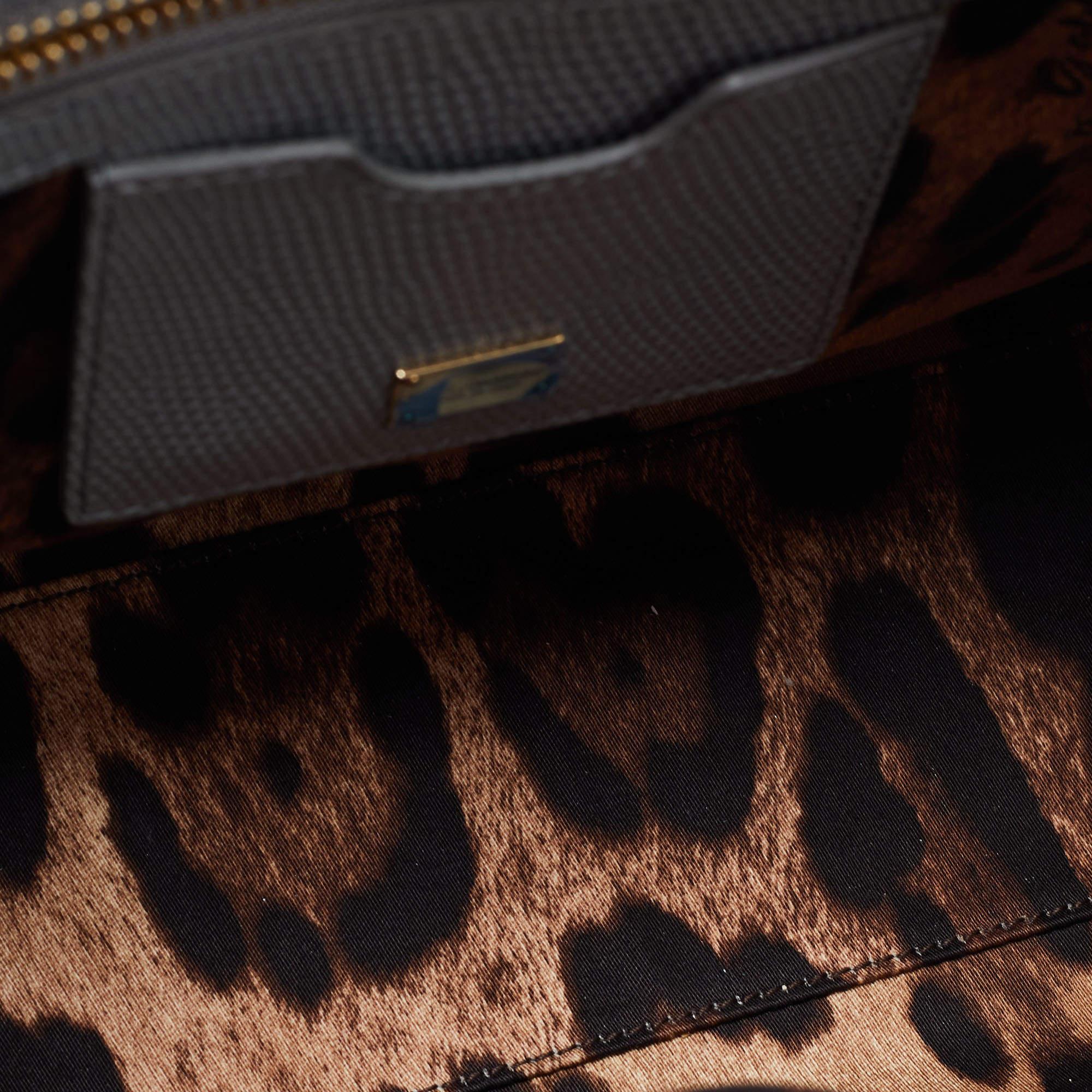 Women's Dolce & Gabbana Grey Lizard Embossed Leather Medium Miss Monica Top Handle Bag