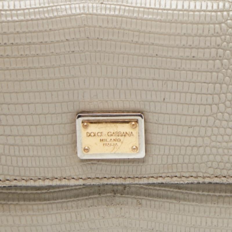 Cartera Trifold Dolce & Gabbana de piel con relieve de lagarto gris Marrón en venta