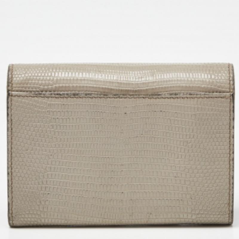 Cartera Trifold Dolce & Gabbana de piel con relieve de lagarto gris en venta 2