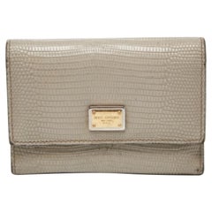 Cartera Trifold Dolce & Gabbana de piel con relieve de lagarto gris
