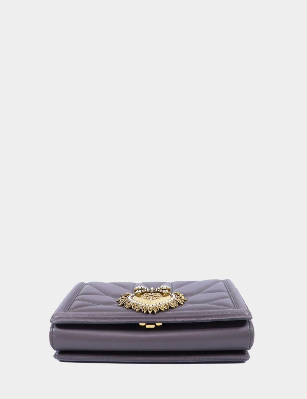 Gray Dolce & Gabbana Grey Medium Devotion Shoulder Bag