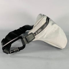 DOLCE & GABBANA Grey Metallic Reflective Canvas Zip Waist Bag