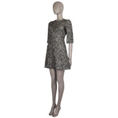DOLCE & GABBANA grey & metallic silver JACQUARD Cocktail Dress 38