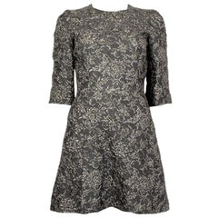 DOLCE & GABBANA grey & metallic silver JACQUARD Cocktail Dress 38