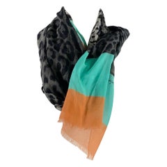 DOLCE & GABBANA Sciarpe grigie con stampa animale multicolore