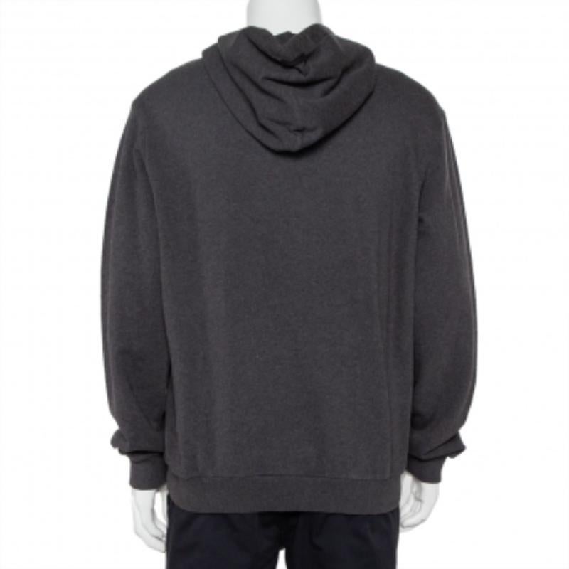 Black Dolce & Gabbana Grey Patchwork Detail Hooded Sweatshirt XXL For Sale