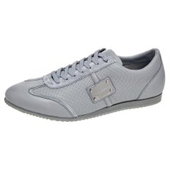 Dolce & Gabbana Grey Perforated Leather and Suede Low Top Sneakers Size 43