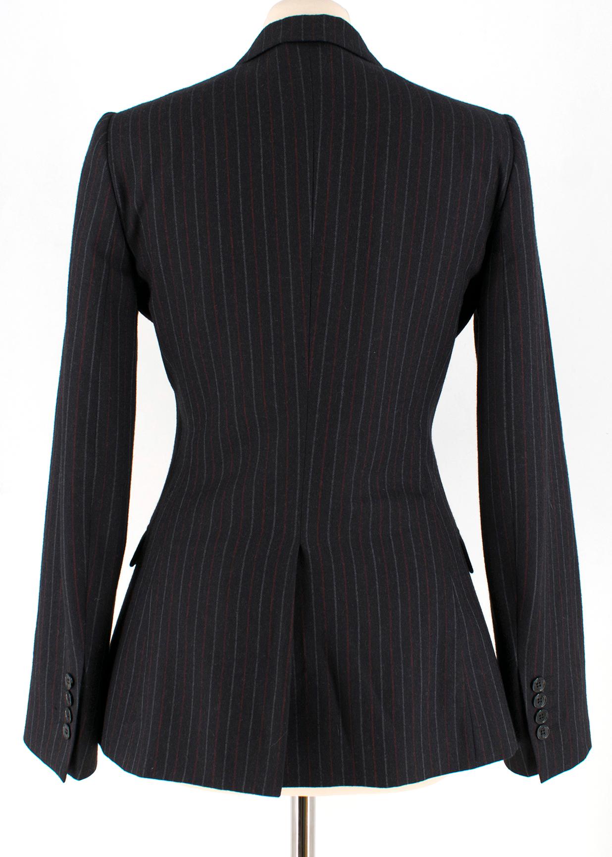 Black Dolce & Gabbana Grey Pin Striped Wool blend Trouser Suit Size US 0-2