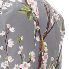 DOLCE GABBANA grey pink cherry blossom floral print cotton shirt EU40 L