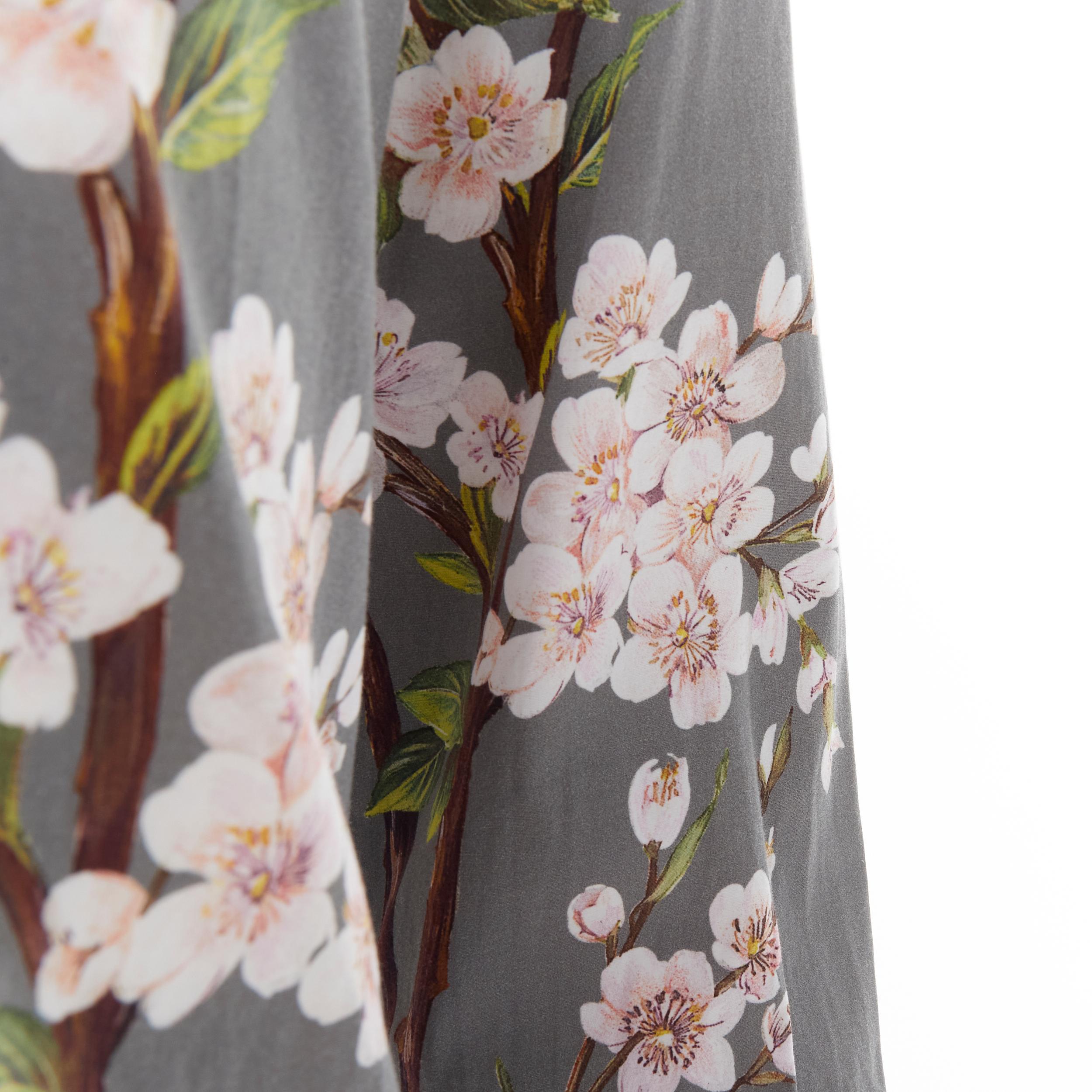 DOLCE GABBANA grey pink cherry blossom floral print cotton shirt EU40 L 1