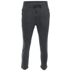 Dolce & Gabbana Grey Plaid Knit Drawstring Trousers M