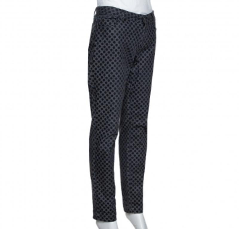 Made from cotton, these jeans from Dolce & Gabbana will be a perfect addition to your jeans collection. They carry a slim-fit silhouette with button fastening on the front, pockets, and a fun polka dot design all over. This creation is a buy you
