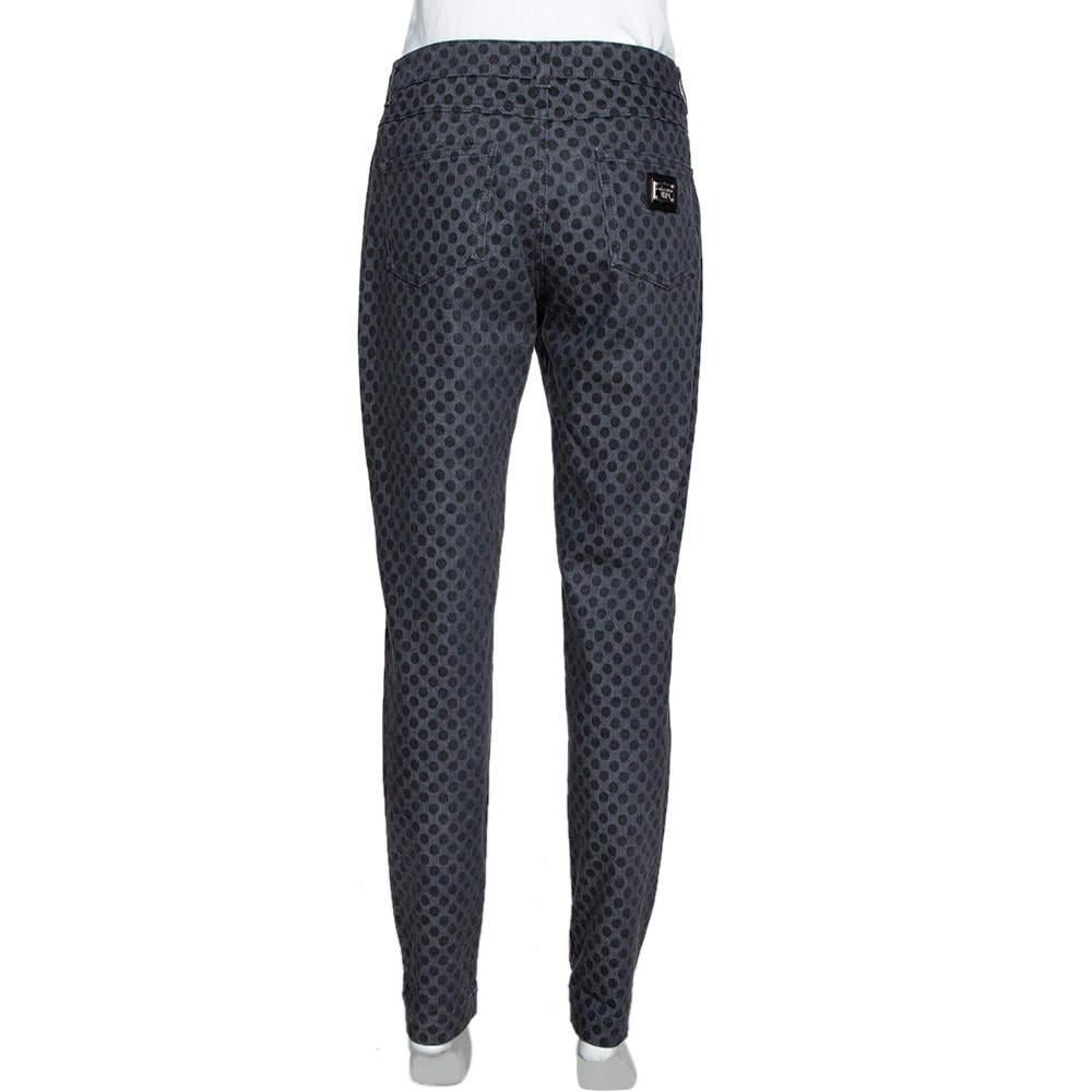 Black Dolce & Gabbana Grey Polka Dot Denim Skinny Jeans XS