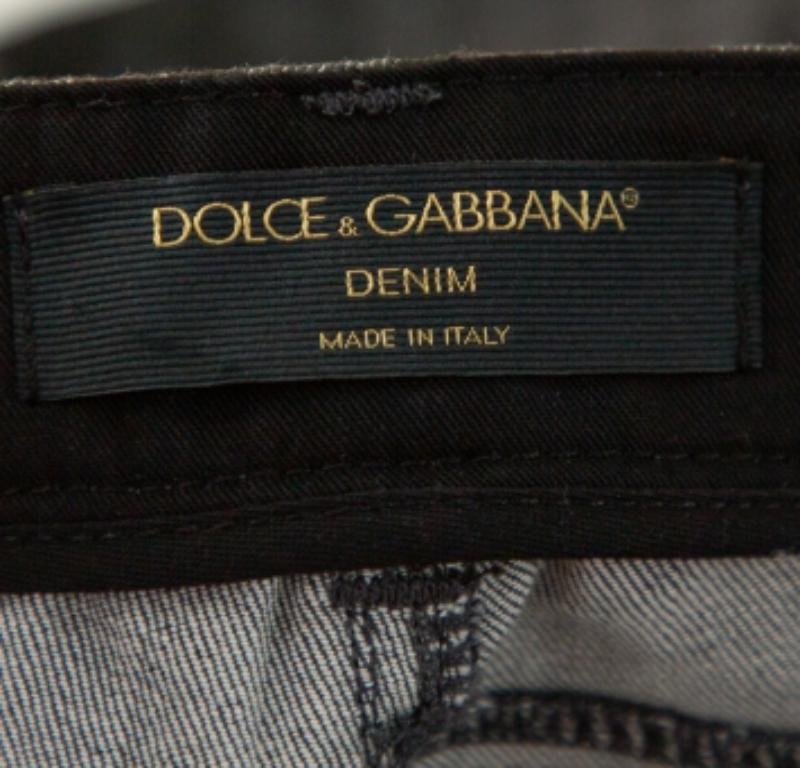 Women's Dolce & Gabbana Grey Polka Dot Denim Skinny Jeans XS For Sale