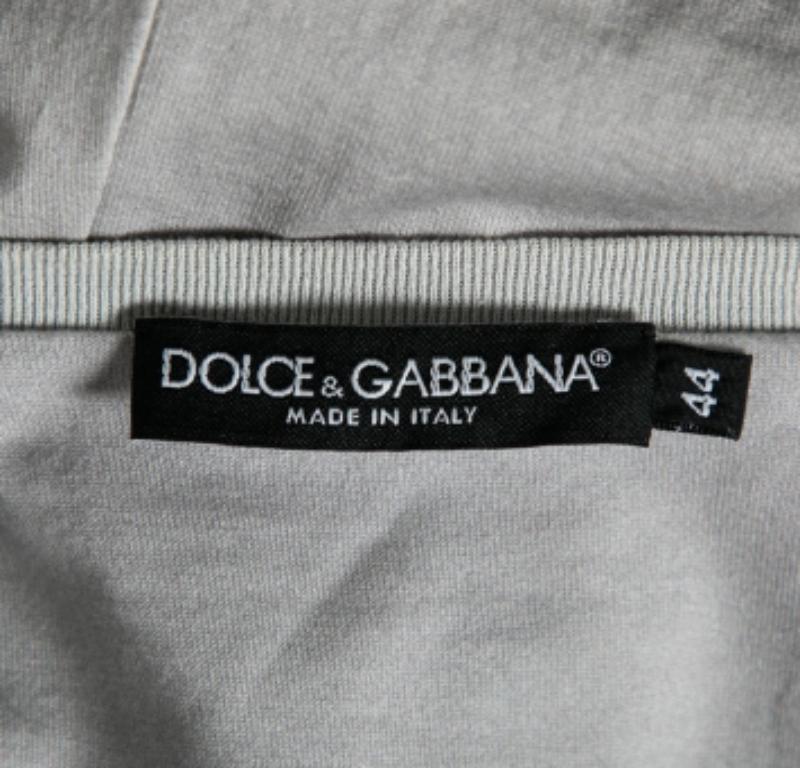 Dolce & Gabbana Grey Printed Cotton Crew Neck Short Sleeve Top M For Sale 1