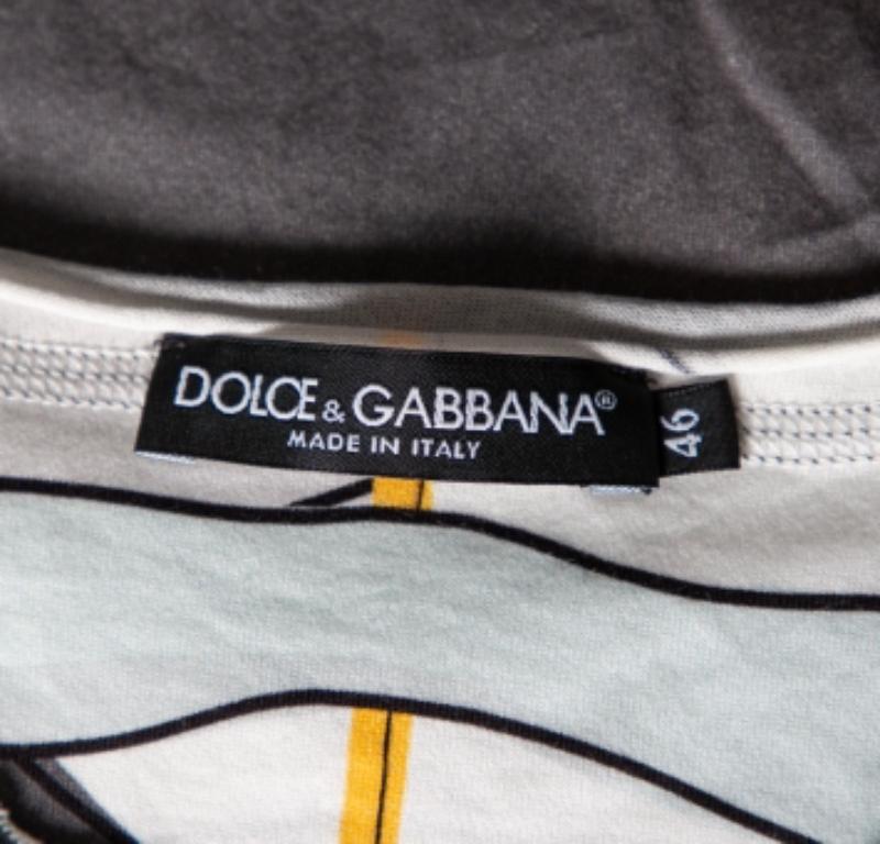Dolce & Gabbana Grey Printed Cotton Crewneck T-Shirt S For Sale 1