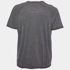 Dolce & Gabbana Grey Printed Cotton Distressed T-Shirt XXL