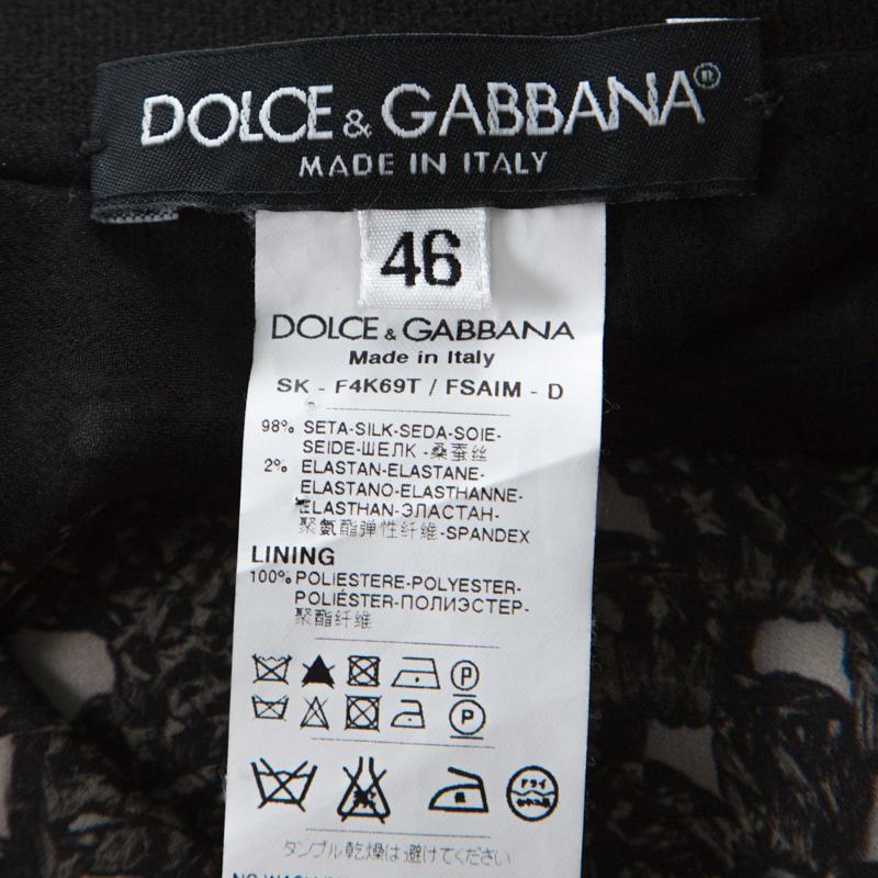 Women's Dolce & Gabbana Grey Printed Silk Skirt & Top Set M