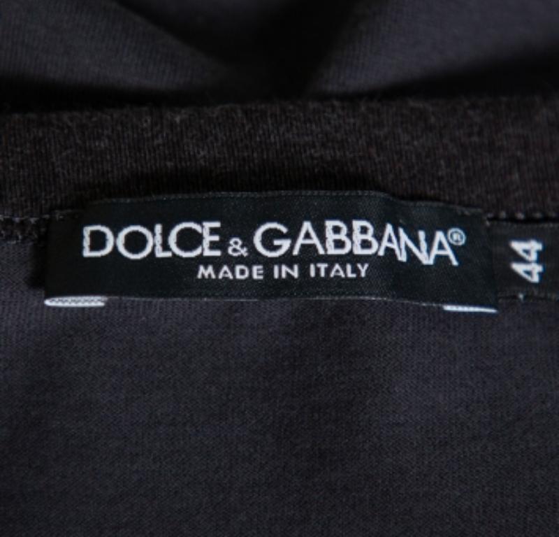 Men's Dolce & Gabbana Grey Sacred Heart Flock Print Cotton T-Shirt XS For Sale