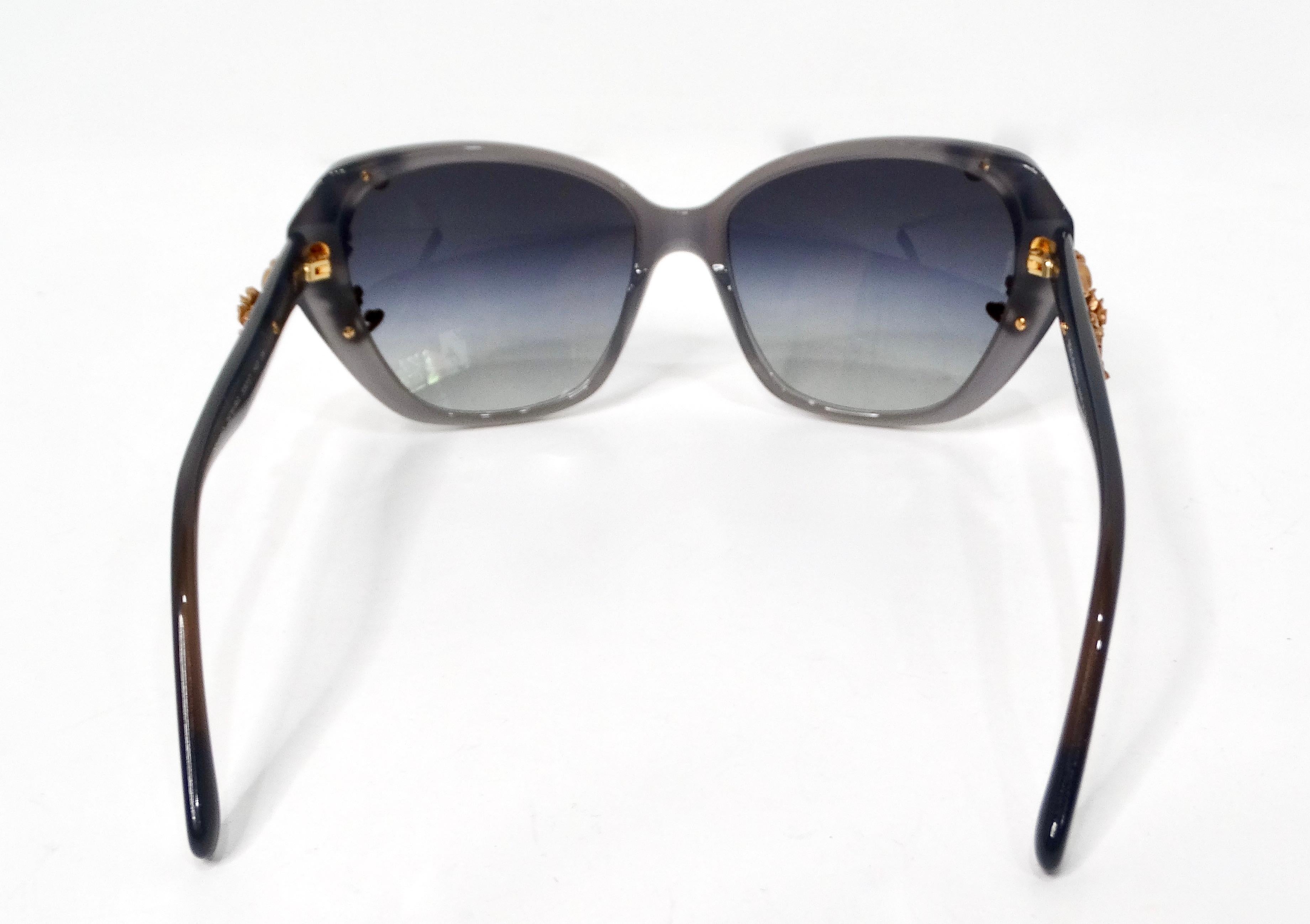 Women's Dolce & Gabbana Grey Sicilian Baroque Floral Butterfly Sunglasses For Sale