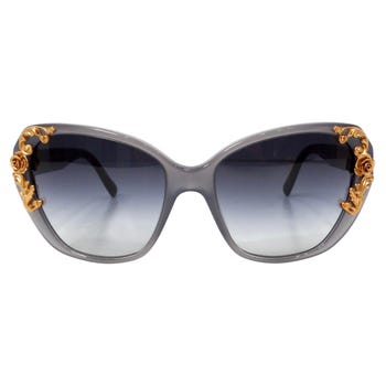 Dolce & Gabbana Grey Sicilian Baroque Floral Butterfly Sunglasses