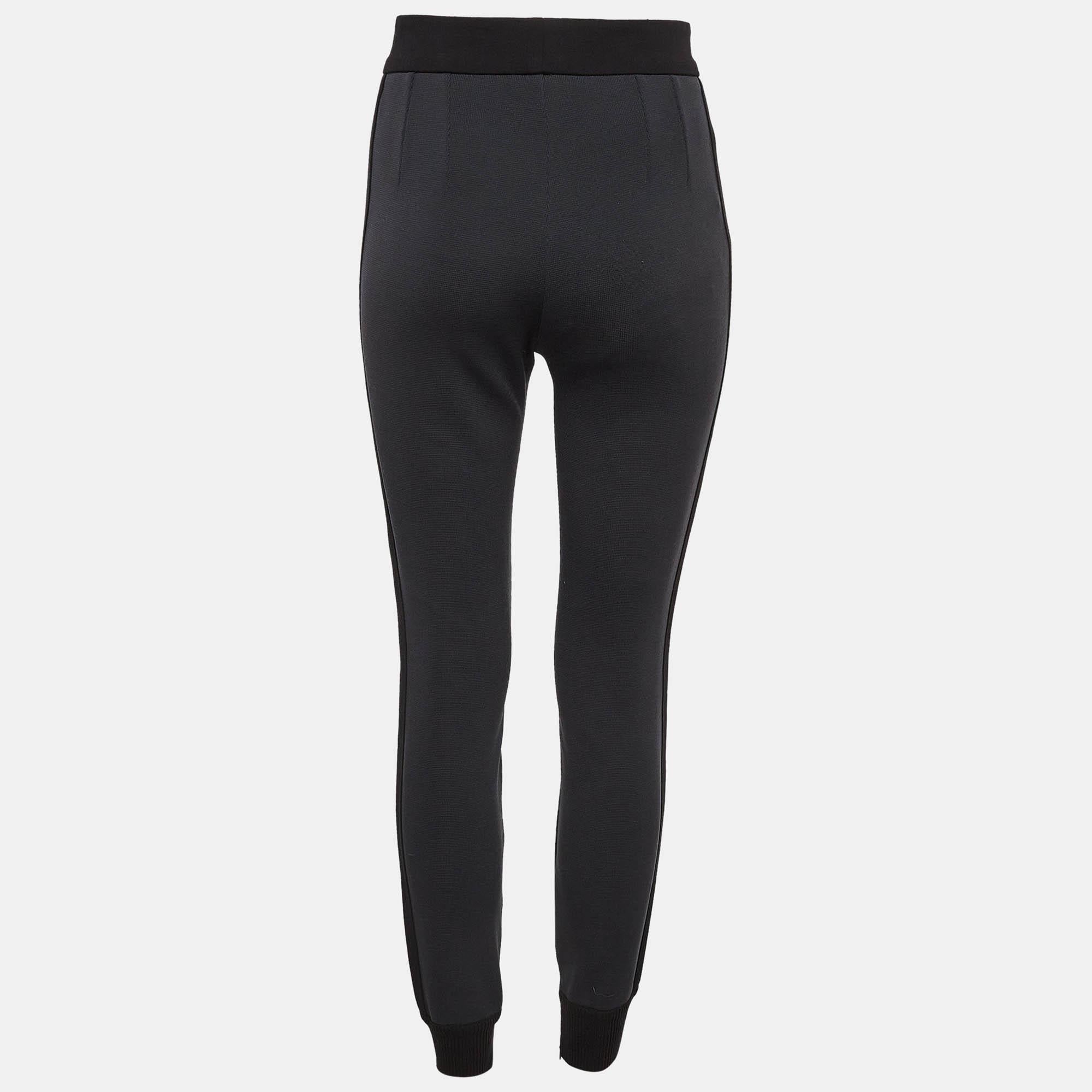 Black Dolce & Gabbana Grey Side Stripe Nylon Knit Joggers S For Sale