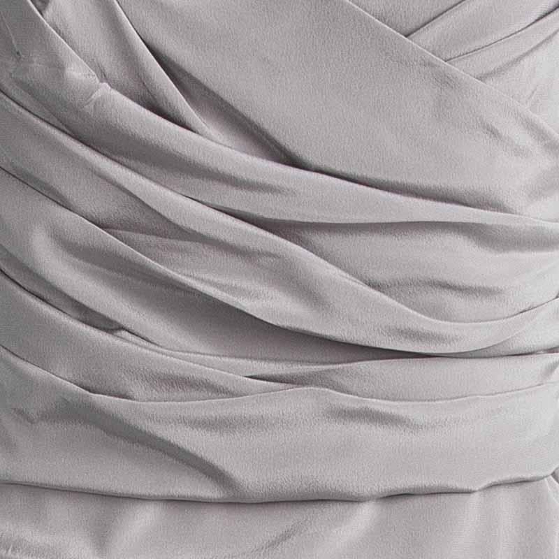 Gray Dolce & Gabbana Grey Silk Ruched Sleeveless Dress M