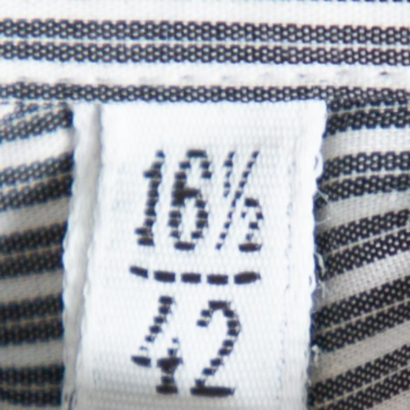 Dolce & Gabbana Grey Striped Cotton Button Front Sicilia Shirt XL In Good Condition For Sale In Dubai, Al Qouz 2