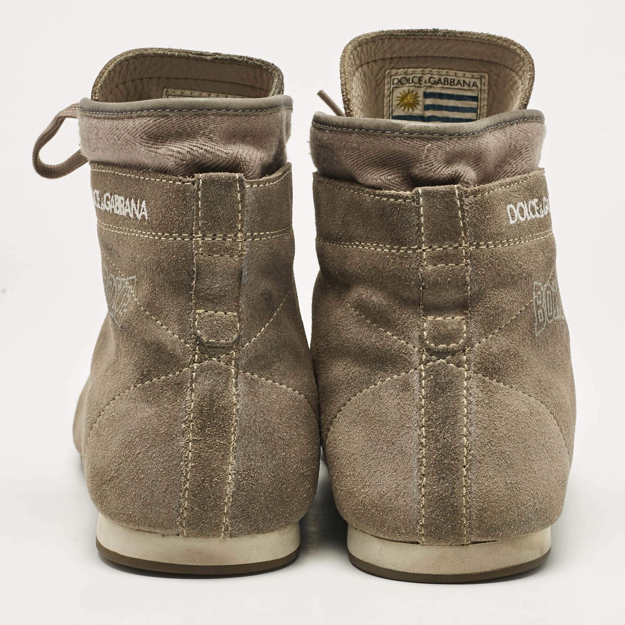 Dolce & Gabbana Grau Wildleder High Top Turnschuhe Größe 43,5 Herren im Angebot